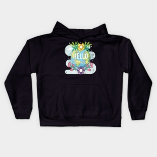 Summer shirt that simply says Hello, pass a smile on Kids Hoodie